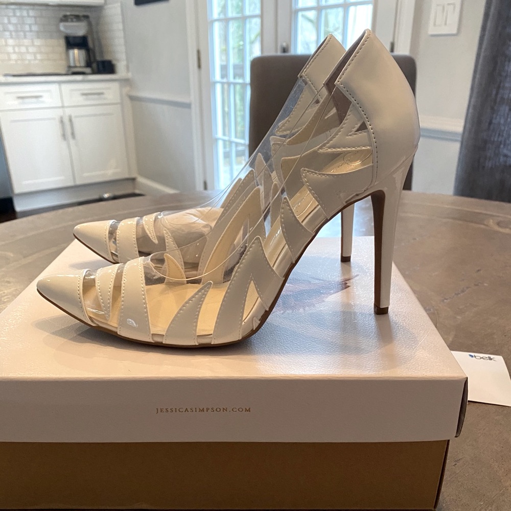 Jessica Simpson Bright White Super Patent Heels